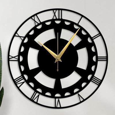 Stylish Metal Wall Clock - Large Size & Home Decor for Living Room, Bedroom, Office - Black