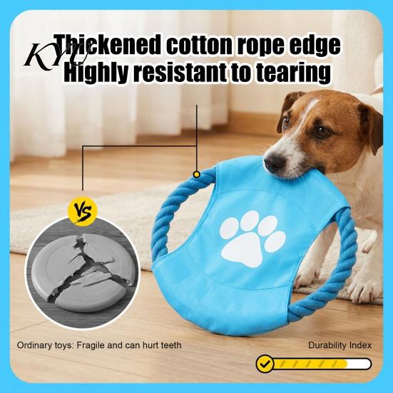 Durable Pet Chew Toy Fabric Dog Flying Disc, Cotton Rope Interactive Tug of War Daily Exercise Fetch for Small Medium And Large Breeds, Outdoor
