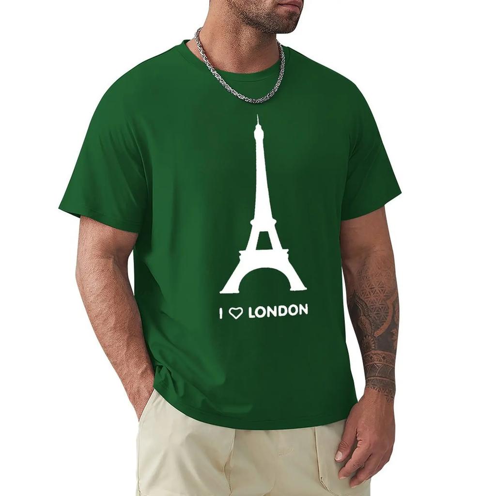 I Love London Eiffel Tower Funny Design T Shirt Harajuku Short Sleeve T-shirt 100% Cotton Graphics Tshirt Tops