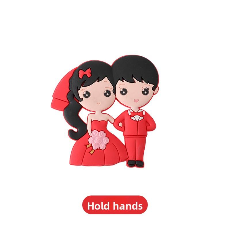 Hochzeitskühlschrankmagnet, Frischvermähltes Dreidimensionales Herzförmiges Chinesisches Stil, Festlich und Fröhlich Magnetischer Magnet