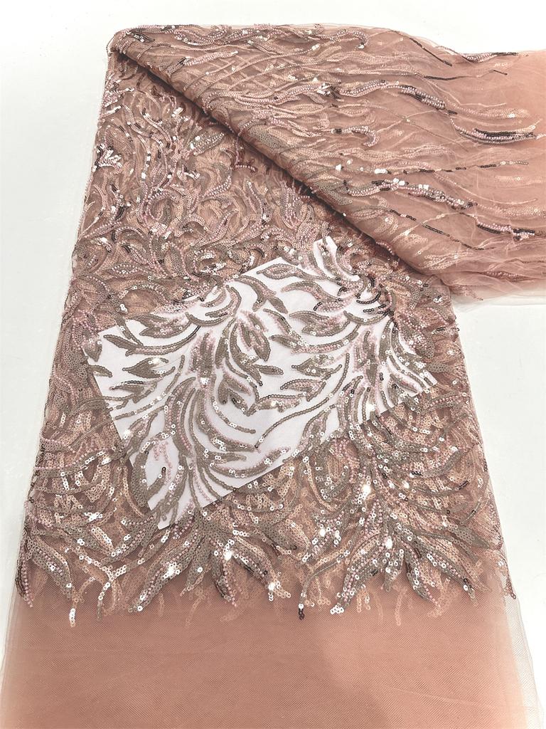 Wine Red African Beaded Lace Fabric Sequins Embroidery 2025 High Quality French Mesh Lace Fabrics for Women Designs Party Sewing