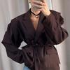 2025 Autumn/Winter European & American Fashion Women's Waist-Cinching V-neck Lace-Up Versatile Jacket