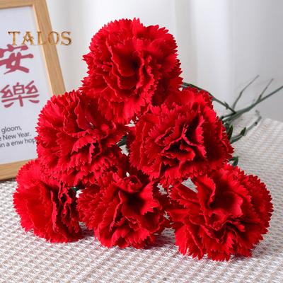 1/10Pcs Artificial Red Carnation Realistic Fake Silk Flower Wedding Indoor Office Table Centerpiece Faux Flower Decoration Mother's Day Gift