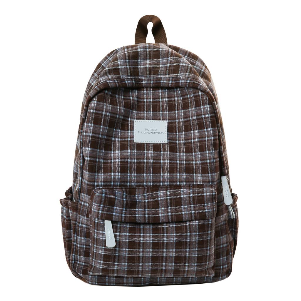 Schulrucksack Herbst und Winter Neu Retro Karo Literarischer Stil Studenten Klassenzimmer Rucksack Koreanische Ins Atmosphäre Wollrucksack