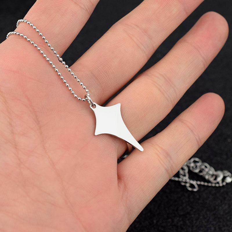 Kpop BTS J-Hope Same Style Four-Pointed Star Pendant Necklace Silver Ball Bead Chain Choker Clavicle Necklace Fan Merchandise Jewelry Gift for ARMY