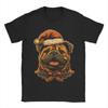 Streetwear T Shirt Summer Christmas British Bulldog with Santa Hat T-Shirts  Cotton Tshirt for Male Short Sleeve Top Tees