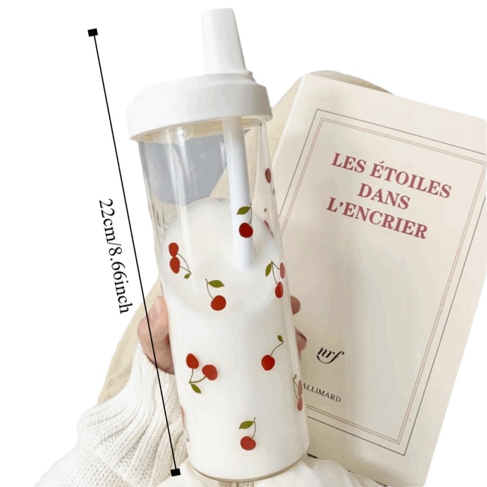 700ml Milk Plastic Cup with Lid Straw Leakproof Water Straw Bottles Fall Prevention Dustproof Large Capacity Water Bottle