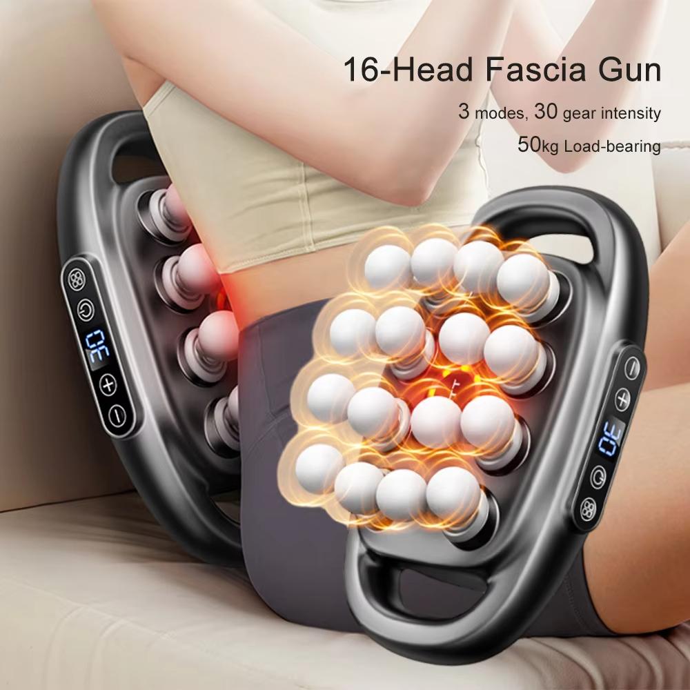 Massager Gun Set Deep Tissue Body Fitness Muscle Electric Relax Massager for Back Shoulders Legs Foot 16 Heads