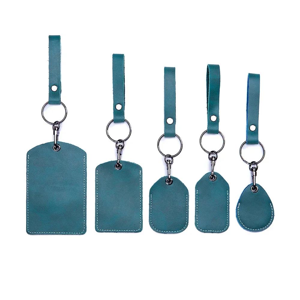 Genuine Leather Key Holder Bank Card Pocket Mini Bus Card Key Pouch Slim Housekeeper Key Access Card Protecter Cover