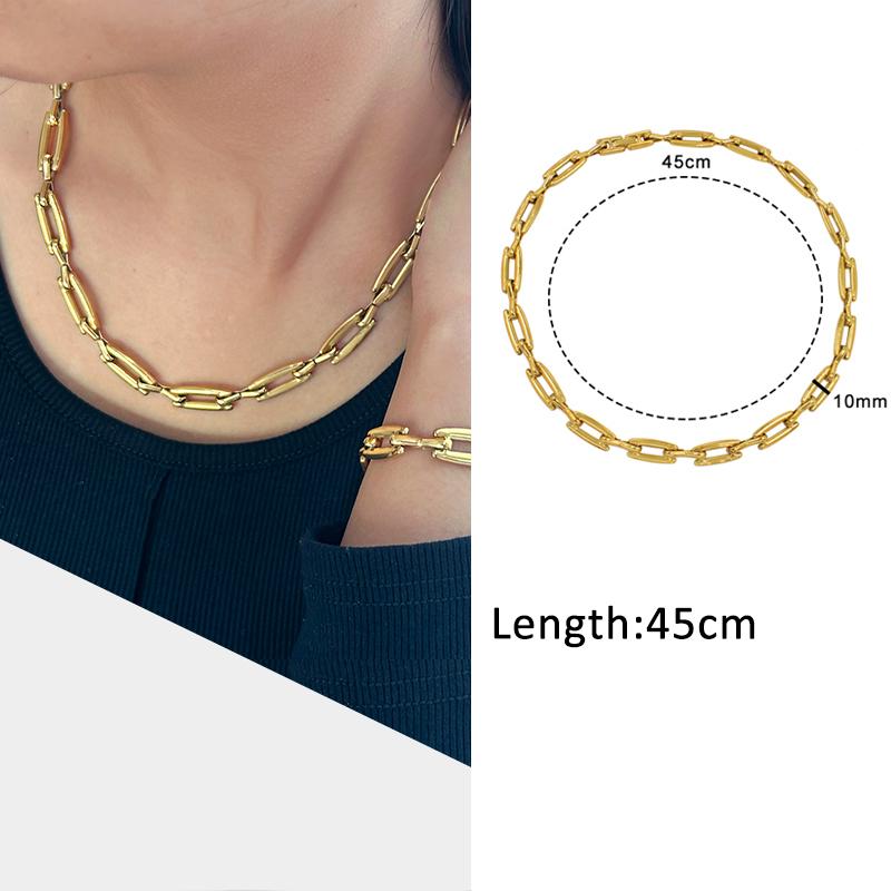 USENSET Men's Stainless Steel Chains Necklace Gold Color Handmade 18k Gold Plated Chains Individuality Zircon Gifts