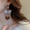 Butterfly Crystal Tassel Earrings Light Luxury High-quality Temperament Earrings for Women
