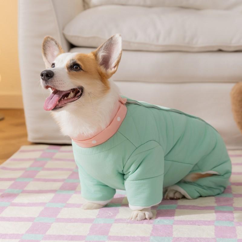 Winter Hooded Removable Warm Cotton Coat Small Medium Dogs Corgi Style Four-Leg Design