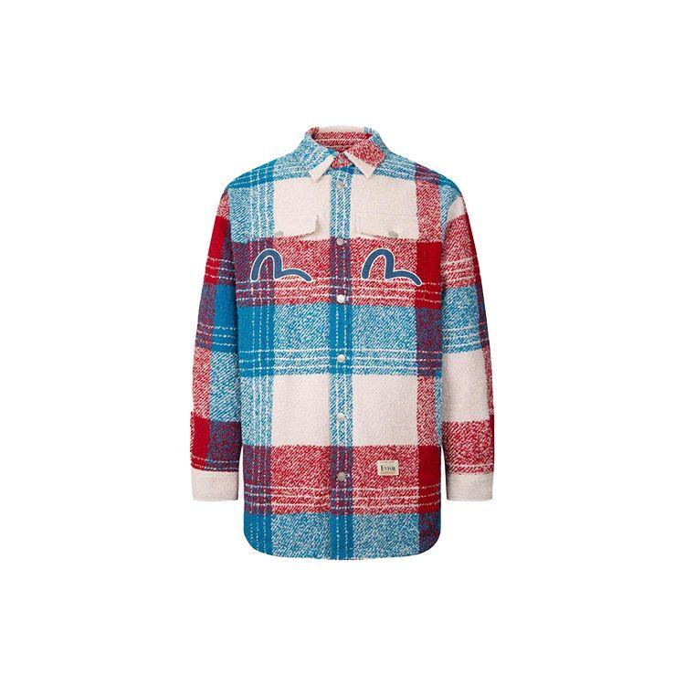 Evisu Plaid Logo Print Long Sleeve Shirt Men Shirts 2EAHTM2SJ750XXWQ