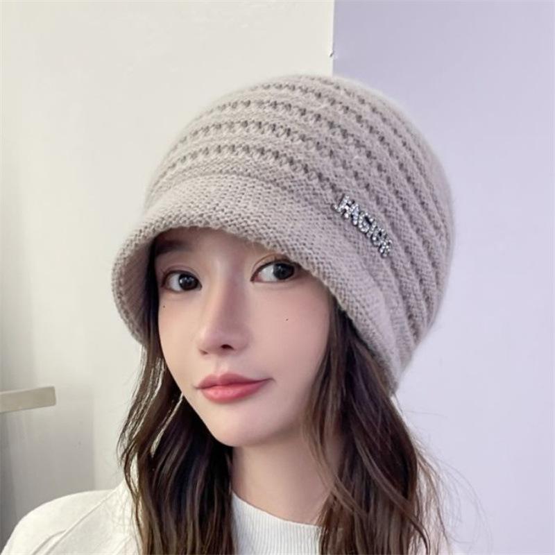 Soild Color Wool Knitted Pile Hat Autumn Winter Outdoor Warm Pullover Caps for Women Men Fashion Elastic Skullies Beanie Cap