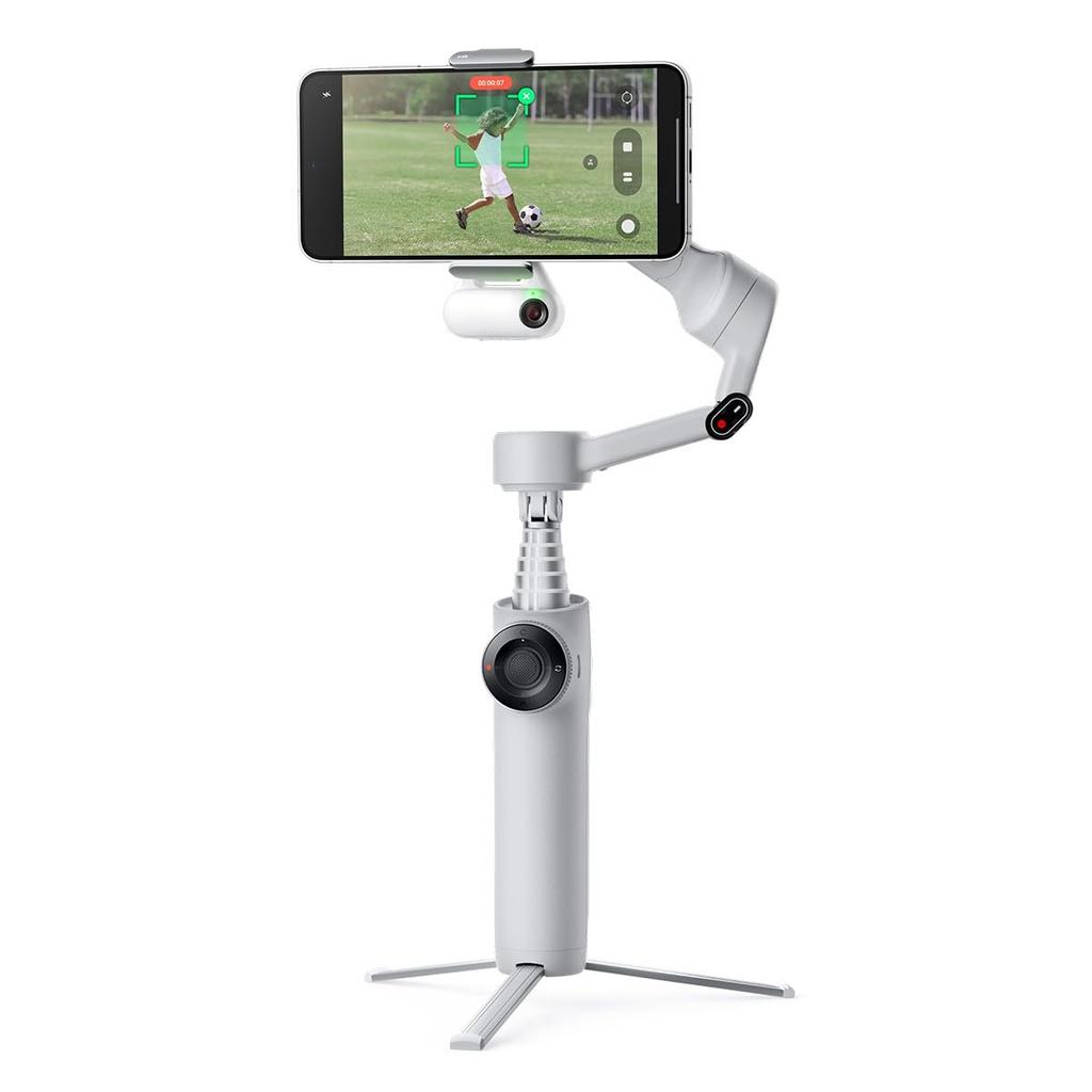 Insta360 Flow 2 Plus AI Tracker Gray Foldable Smartphone Gimbal 3-Axis Stabilizer 15x Zoom Multi-Person Tracking Tripod Selfie Stick Vlogging Kit