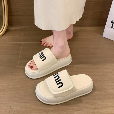 Thick-bottomed Cool Slippers for Summer Wear, New with Skirts, Super Fire Heightening Velcro One-word Slippers