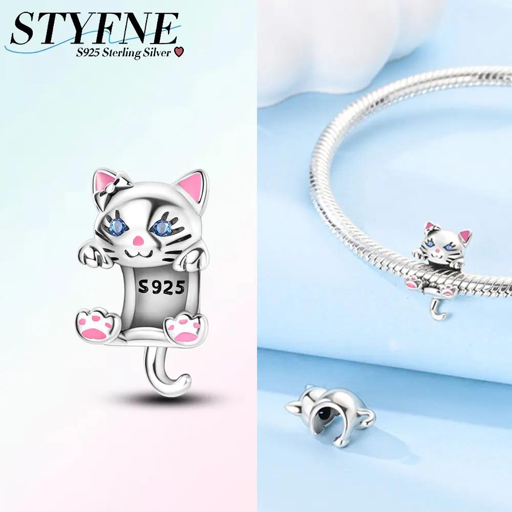 

Sweet Cute Pink Cat Bead Charms copper Authentic Bead Charms Compatible With Authentic Charm Bead Charms Bracelets Jewellery Diy Fine Gifts for Women