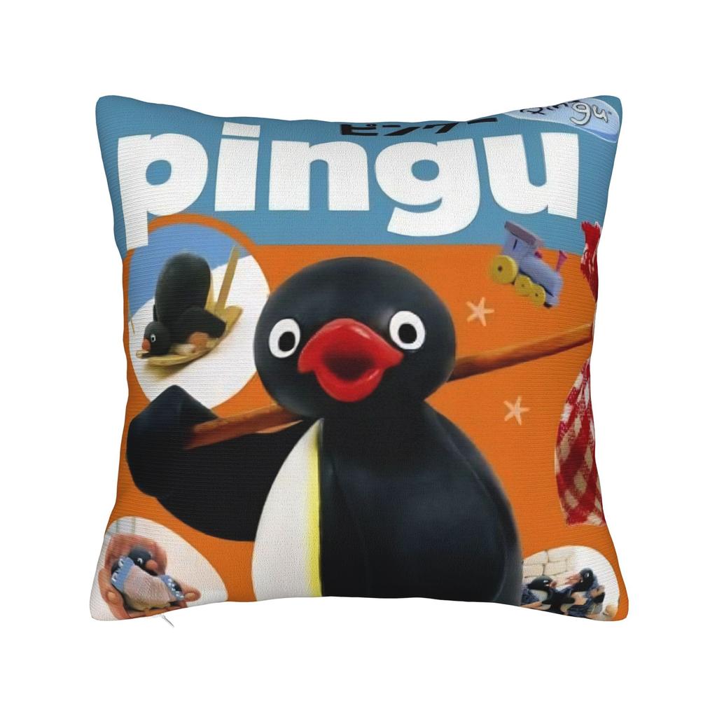 Noot Noot Poszewki na kwadratową poduszkę Pingu Pinga Pokrowiec na poduszkę z pingwinem Dekoracyjna poszewka na poduszkę do domu 18"x18"