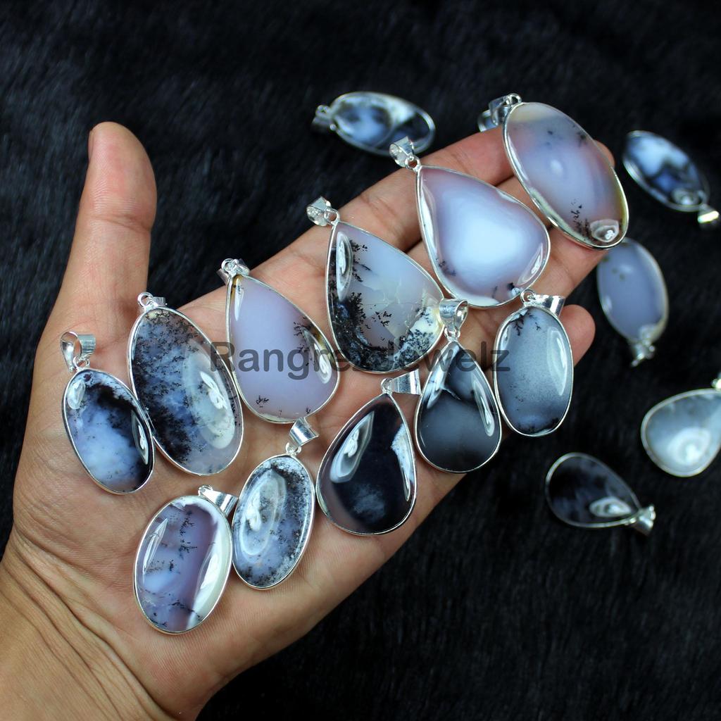 Dendrite Opal Gemstone Pendant Jewelry Making For Silver Jewelry Supply Healing Crystal Pendant Necklace Gift For Her Wire Wrapping Pendant