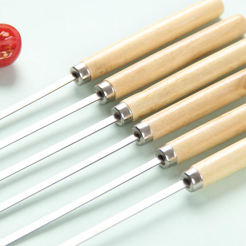 Stainless Steel BBQ Skewers with Wooden Handles