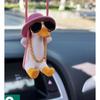 Gypsum Cool White Swing Duck with Sunglasses Automoblie Decor Car Rearview Mirror Ornaments Creative Duck Auto Decoration