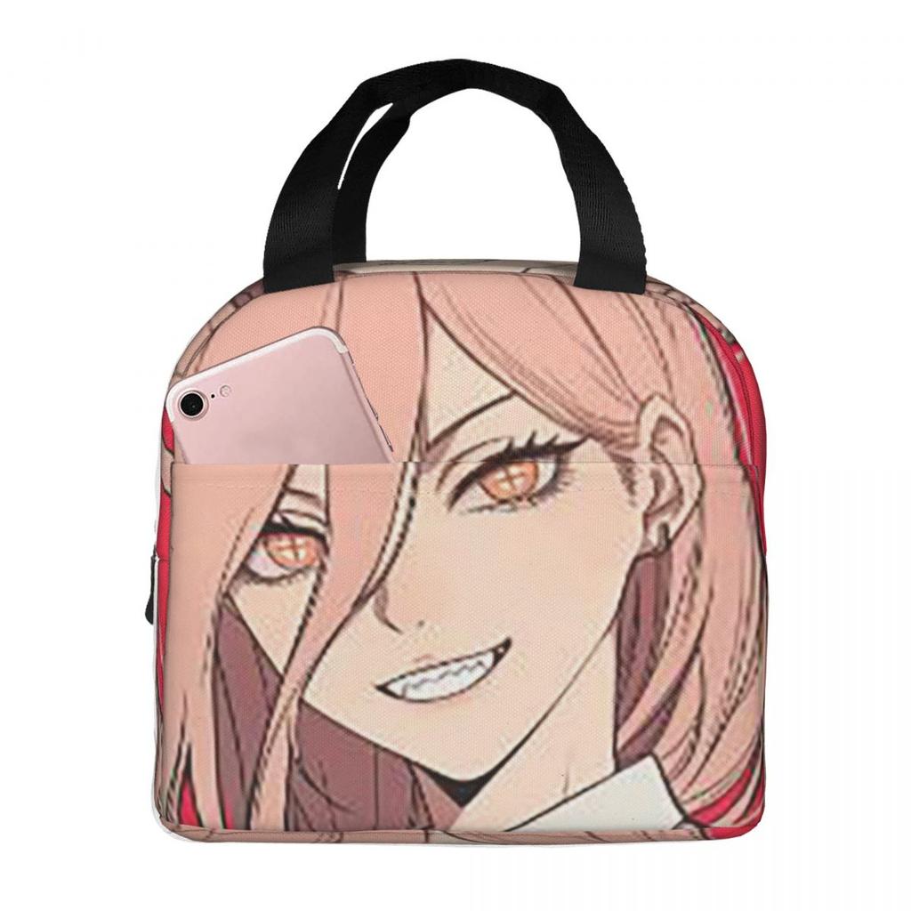 Power Anime Chainsaw Man Insulated Lunch Bag for Women Children Leakproof Food Boxes Thermal Lunch Box Tote