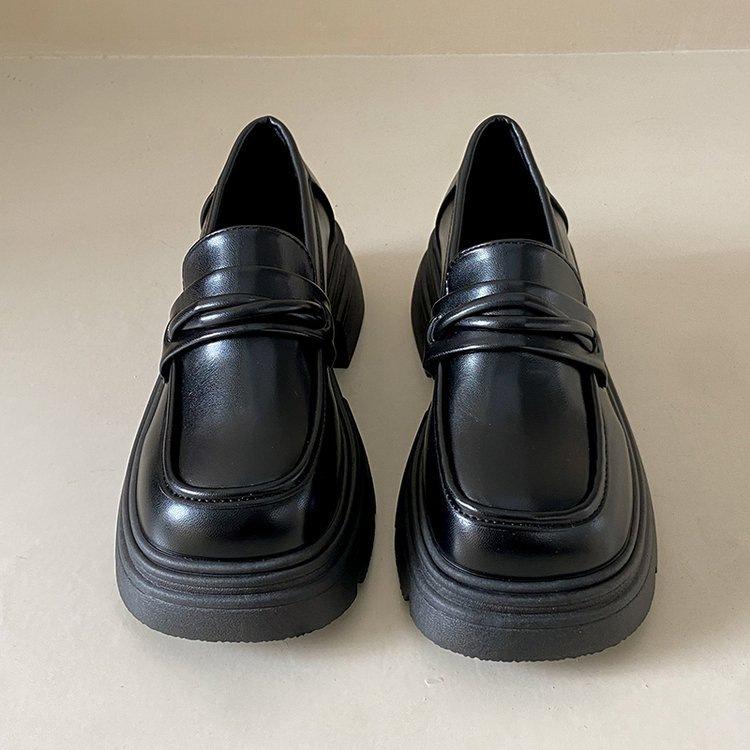 Versatile Black Platform Small Leather Shoes Women's 2025 Autumn New Retro British Style Loafers Women's Mary Jane Single Shoes