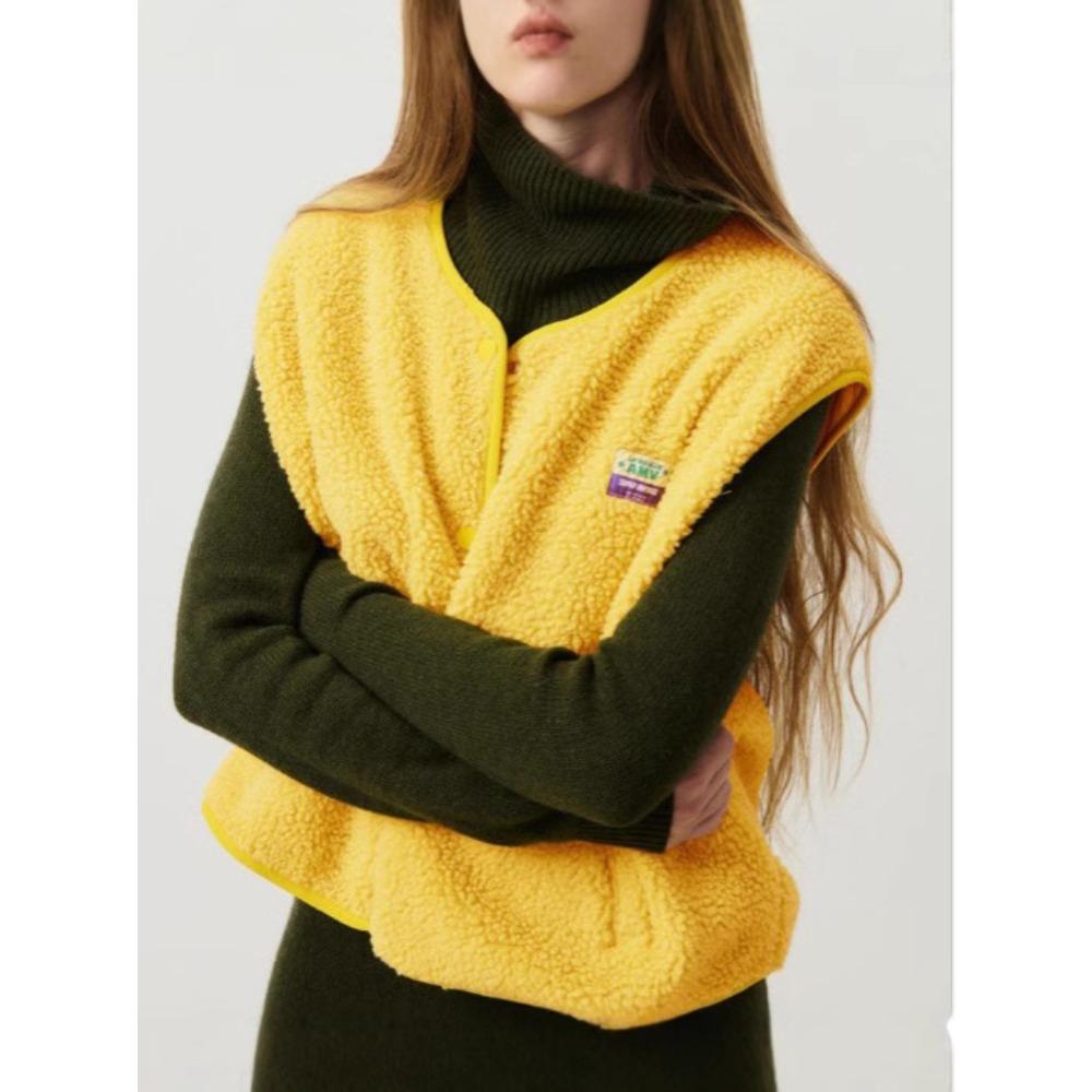 Women's Sleeveless Fleece Vest, Casual Loose Single Breasted Sherpa Waistcoat Open Front Warm Teddy Vest Outerwear for Spring Autumn