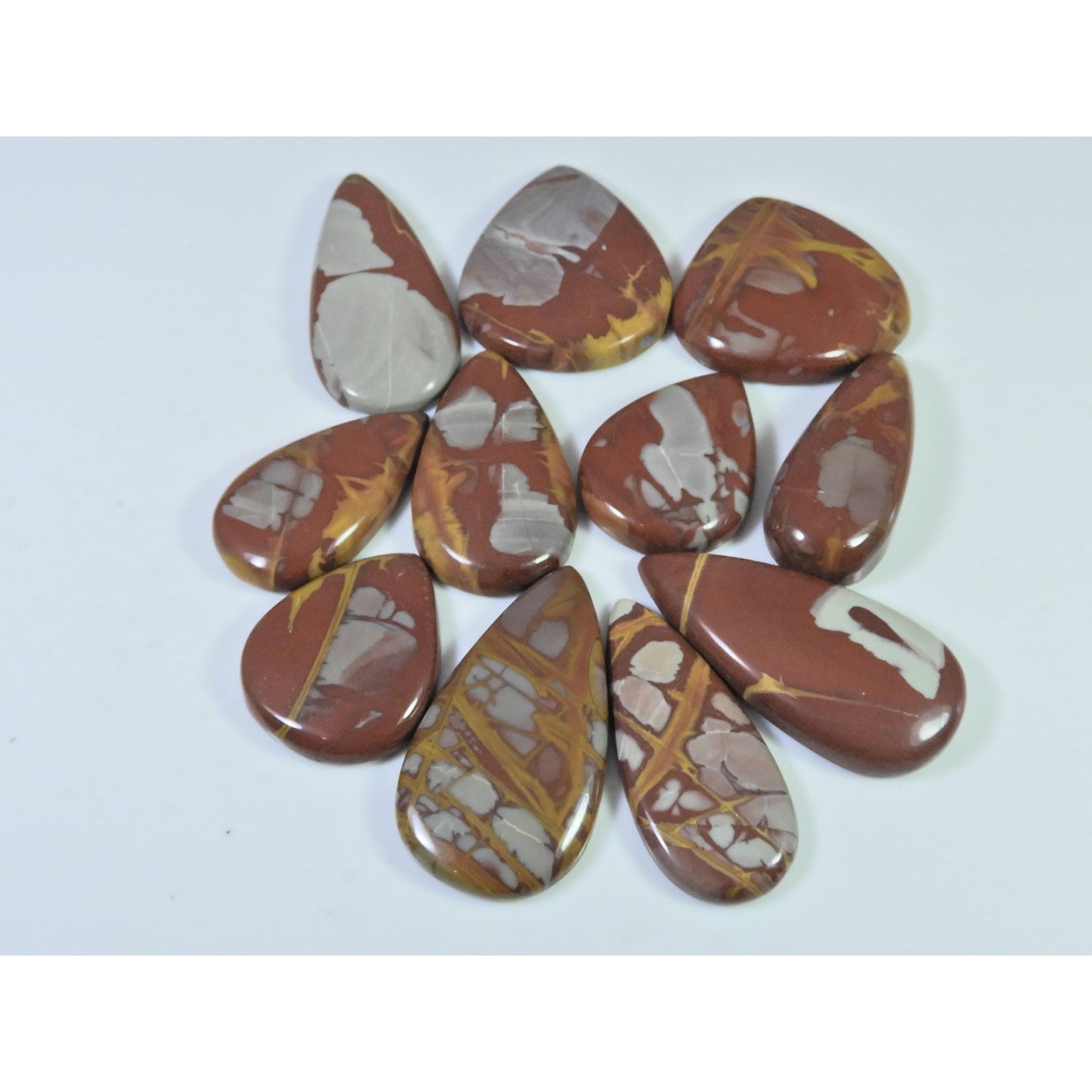 

337Cts. Natural Noreena Jasper Pear Cabochon Loose Gemstone 11Pcs Lot C-1864