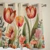 Tulip Flower Eucalyptus Leaves Window Curtains for Living Room Luxury Bedroom Curtain Kitchen Blinds Drapes Curtains
