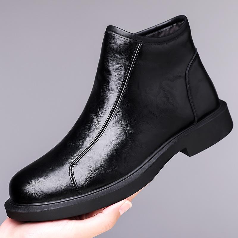 

Осень и зима бархатные теплые сноубутсы мужские на молнии ботинки Мартин универсальный тренд мягкая кожа повседневная обувь мужские кожаные ботинки 44