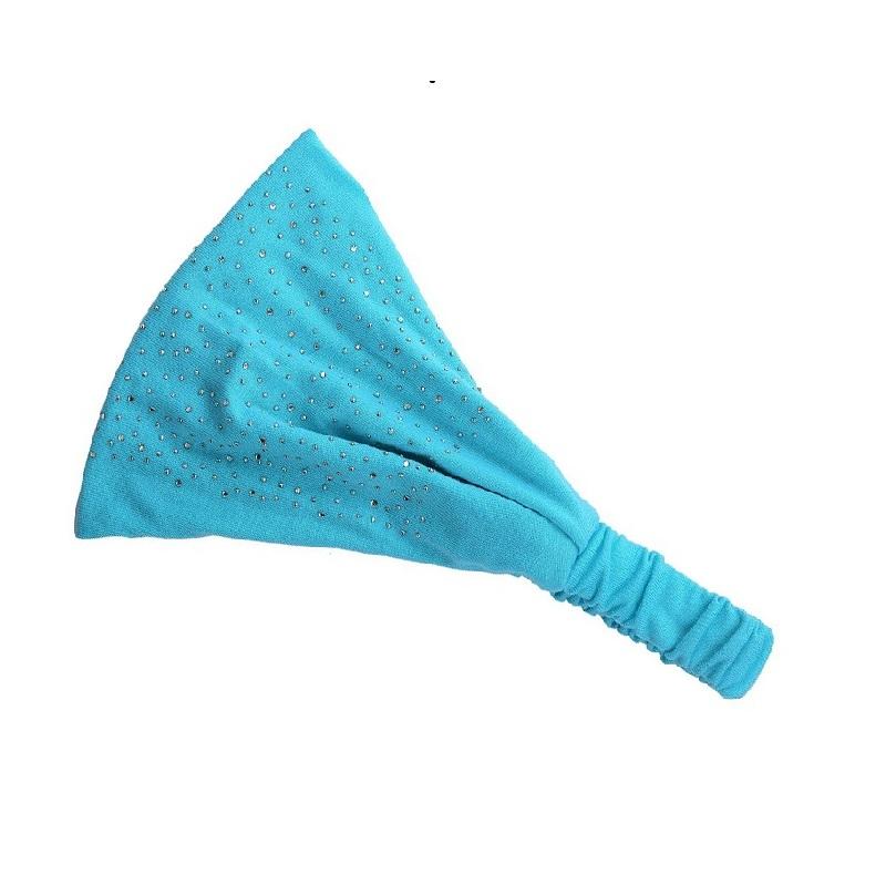 Einfarbiger Strass breiter Rand hinten elastisches Stirnband für Damen