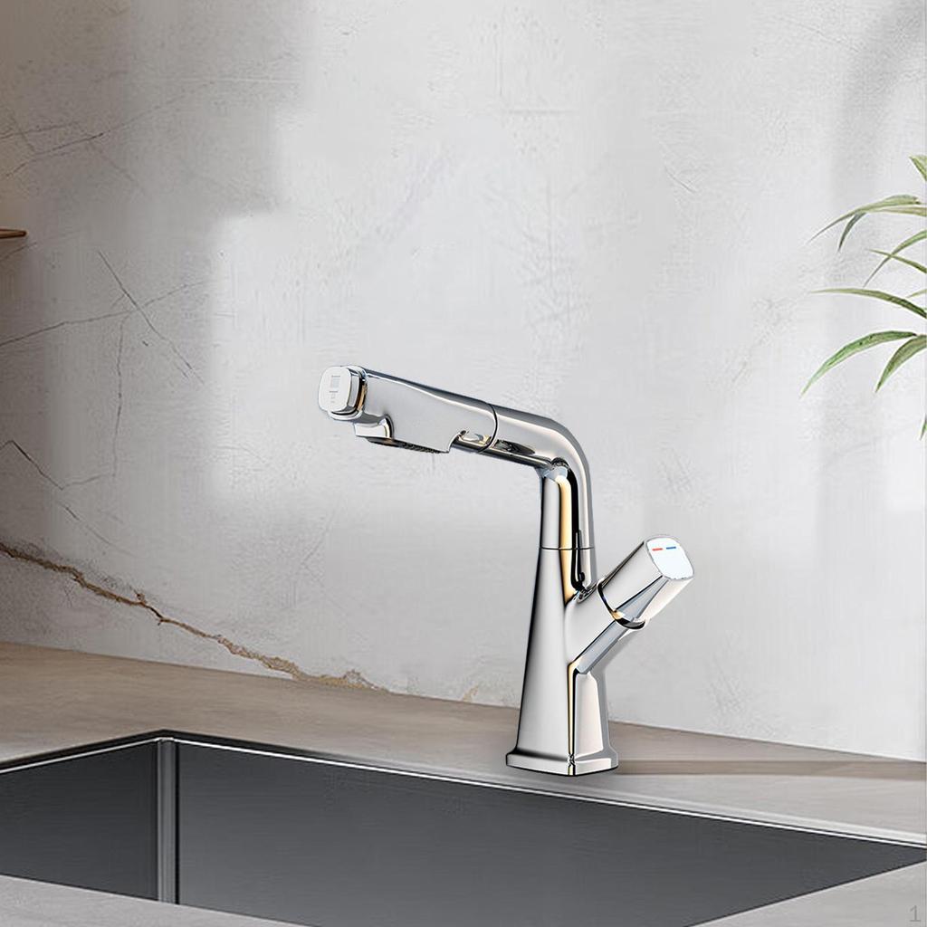 Basin Faucet for Bathroom Sink Pull Out Spray Fashionable Kitchen Tap Dorm