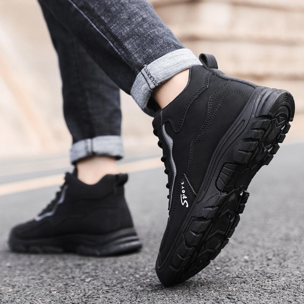 Cotton Shoes Men's Winter Fur Integrated Leisure Sports Men's Thick-soled Velvet Warm Non-slip High-top Fluff Men's Shoes