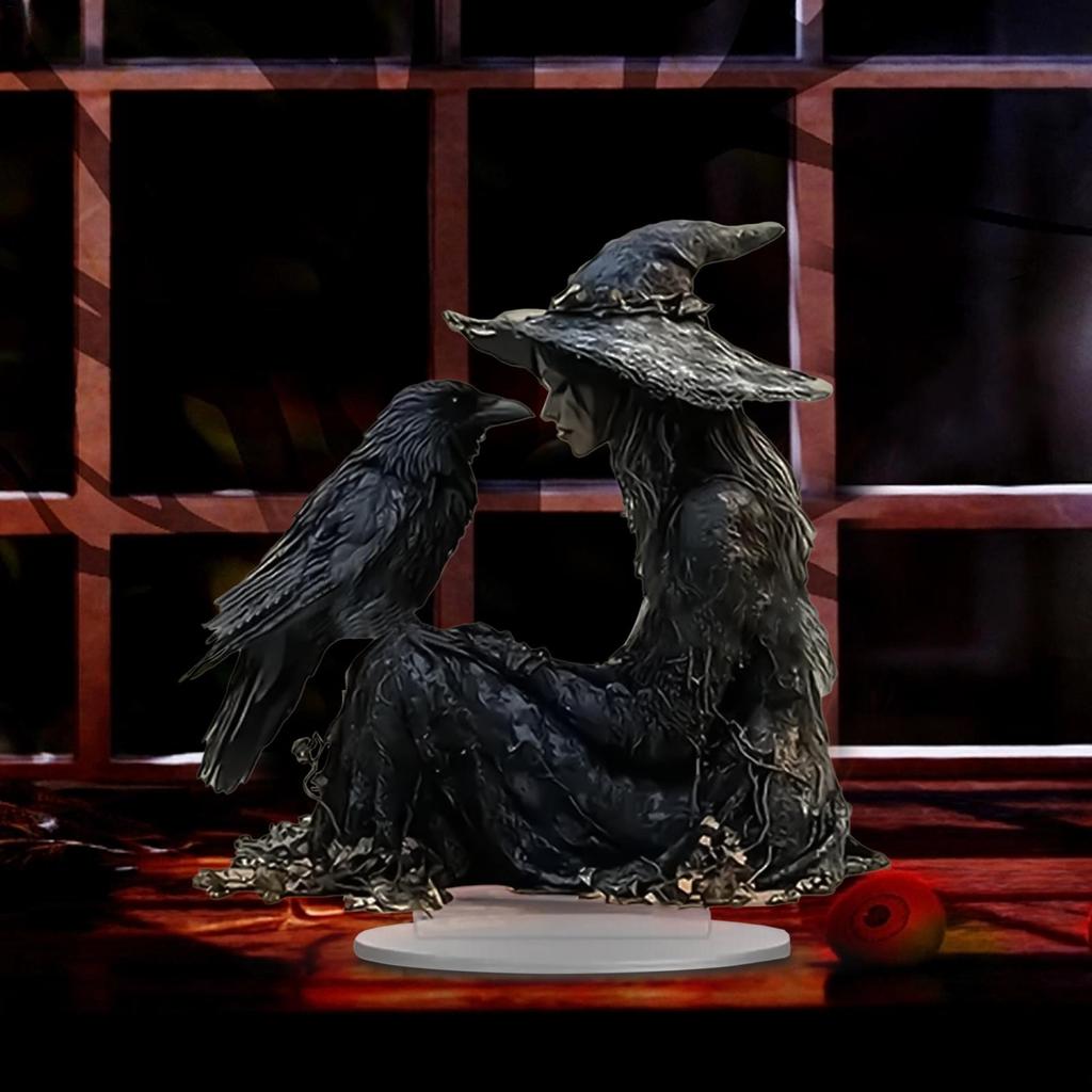 2D Acrylic flat Halloween Desk Decor Indoor Tabletop  Decoration Sign Acrylic Material Gothic Witch Crow Ornament 15x15x1cm