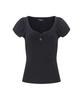 Peullijeunopallou Sia Button Shirring Short Sleeve Top (Black)