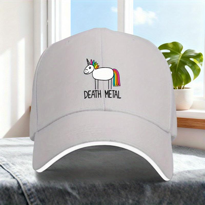 Death Metal Unicorn Funny Graphic Baseball Cap Unisex Polyester Adjustable Casual Cap