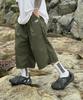 PEACEOFMIND Nylon Double-Pleat Bermuda Pants (Khaki)