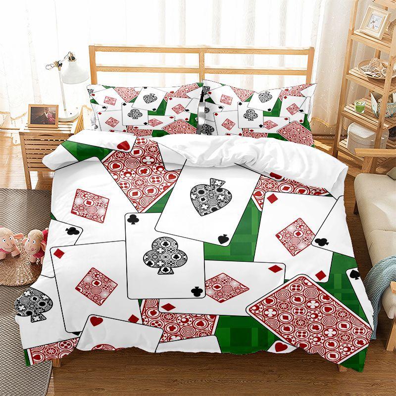 Playing Card Duvet Cover King Queen Size for Boys Girls Kids Couple Lover Bedding Set Microfiber Comforter Cover With Pillowcase