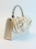 Diamond-Studded Silk Flower Clutch: Fashionable Party Crossbody & Evening Bag