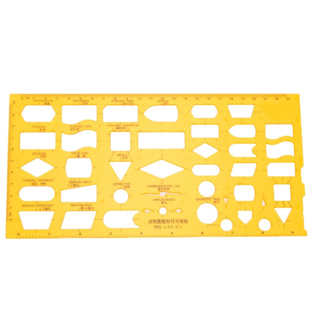 Drawing Helper Plastic Architectural Design Template Resin Yellow Drawing Template Hollow Ruler Office