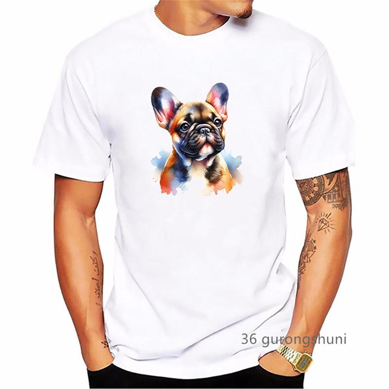 Funny French Bulldog Dog Animal Printed T Shirt Men Clothes 2024 Summer Fashion Tops Tee Shirt Homme Harajuku Kawaii Shirt