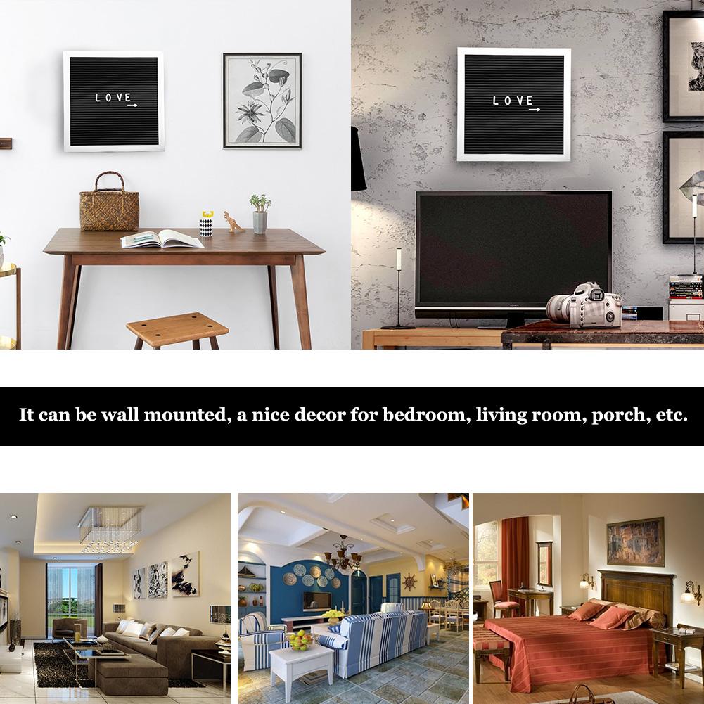 25cm*25cm Message Plastic Letter Board Sign Changeable Letters Numbers Room Decor (White Frame)