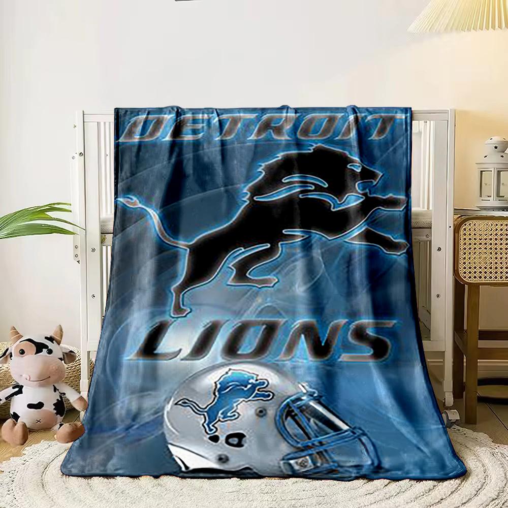 Detroit Lions Logo with Helmet Design Blanket Flannel blanket for bedroom, living room, sofa, and nap sofas.