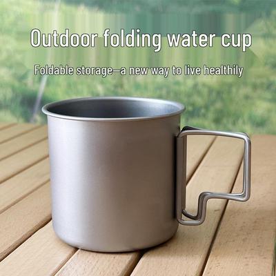 Portable Titanium-Plated Stainless Steel Camp Cup with Foldable Handle