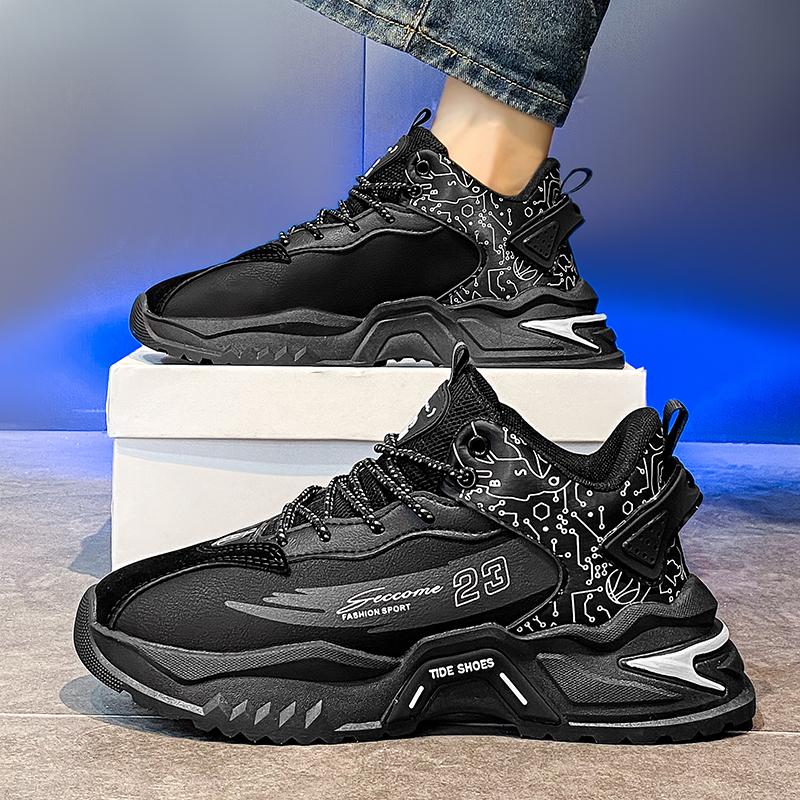 

Internet celebrity popular men s shoes summer and autumn breathable running sports shoes boys trendy brand versatile Putian dad shoes heightening 45