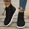 Women's Casual High-Top Sneakers - Breathable Fabric & Rubber Sole, Round Toe Comfort, Brown All-Season Versatile Shoes for Casual