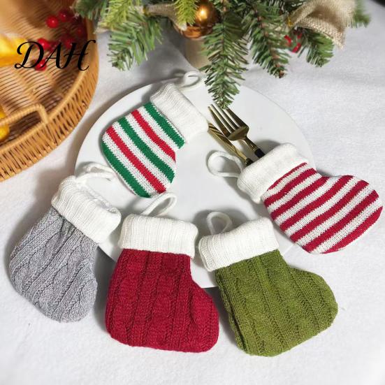 Knitted Christmas Tree Decorations Mini Stocking Ornaments, Knit Xmas Hanging Decor, Small Thickened Sock Ornaments Pendants for Tree, Mantel, Doorway
