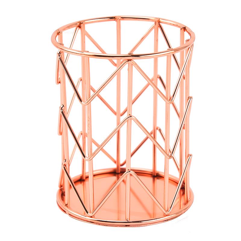 Nordic Gold Iron Art Pen & Makeup Brush Holder - Desktop Storage Tube