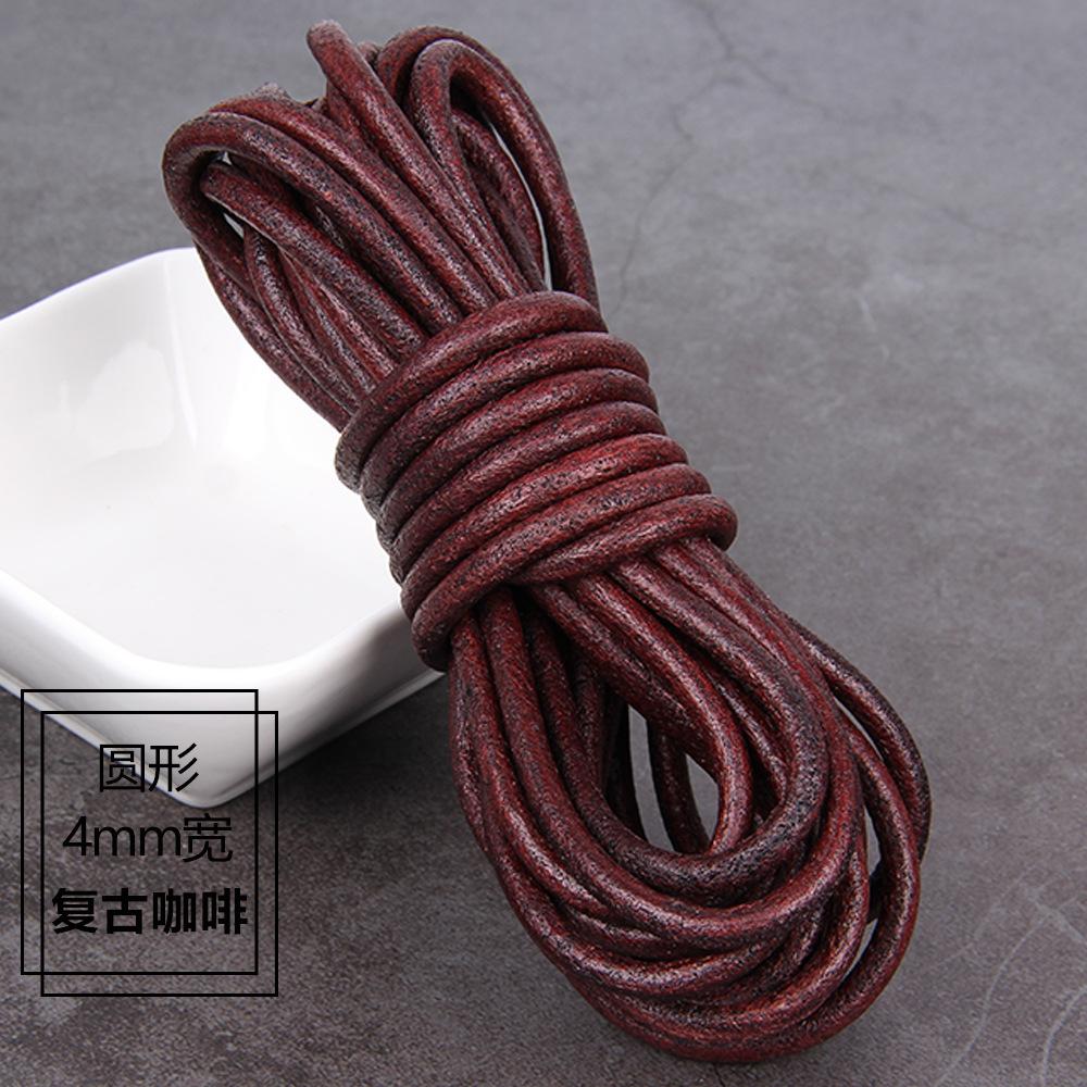 3Mm 4Mm5 Thick Retro Made Old Coffee Round Cowhide Rope Diy Material Bracelet Necklace Jewelry Rope